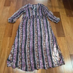 NWT Soft Surroundings Esperanza Long Puff Sleeve V-neck Maxi Dress Pendant M